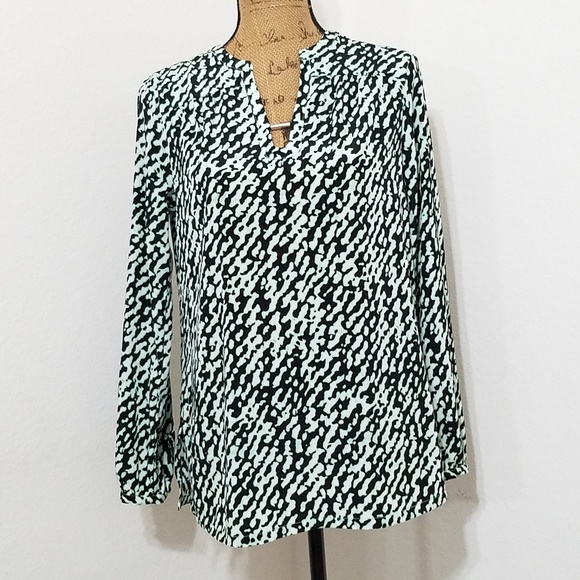 DANA BUCHMAN abstract graphic blouse top office travel EUC - Picture 1 of 8